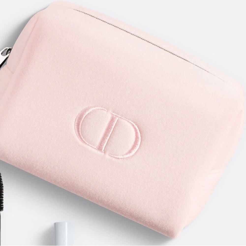 Dior Beauty Light Pink Makeup Bag Pouch Dior Logo Travel case, New